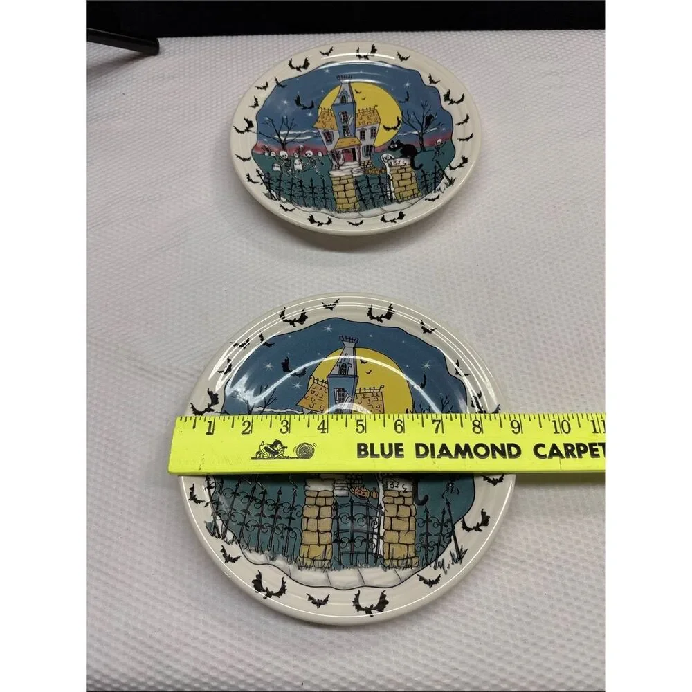 Homer Laughlin Fiesta Halloween Haunted House Pottery Plates - Set of 2 Retired